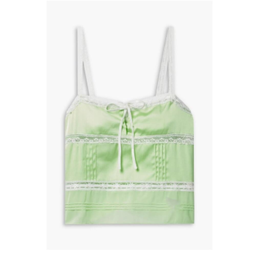 LoveShackFancy Sunny Lace Trimmed Pintucked Camisole light green
